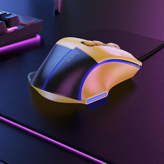Мышь проводная Hoco GM31 Overlord luminous White / Blue | Зображення 3