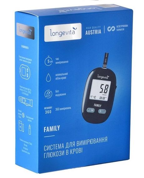 Глюкометр Longevita Family + 10 тест полосок бессрочная гарантия | Зображення 1