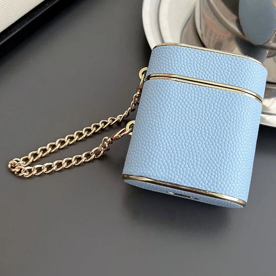 Кожаный футляр Suitcase для наушников AirPods 1/2 Blue | Зображення 1