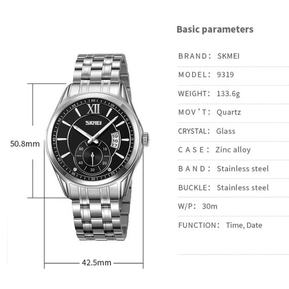 Часы наручные мужские QZ-415 SKMEI 9319SIBK | Зображення 1