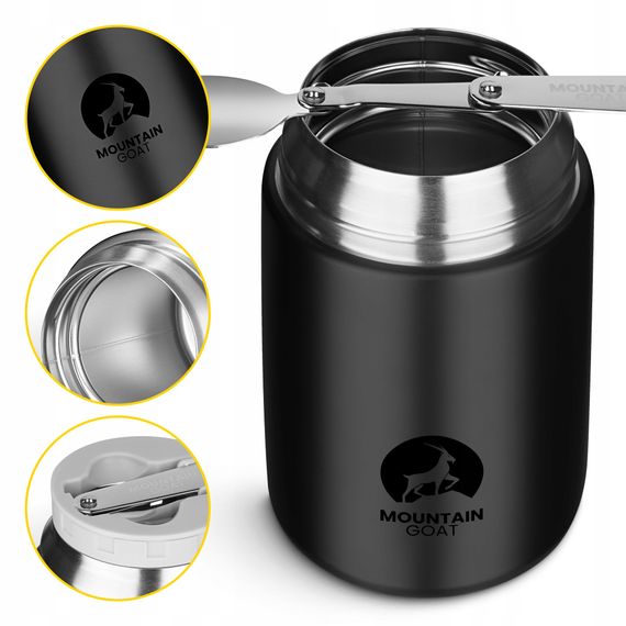 Термос для їжі Mountain Goat 0.72 л з ложкою Black (P-5905973406956) | Зображення 3