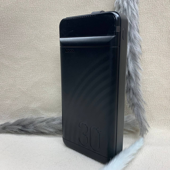 Павербанк Hoco J123B 30000mAh 22.5W — зовнішній акумулятор PD20W + QC3.0 з LED-лампою, 3 USB + Type-C, швидка зарядка
