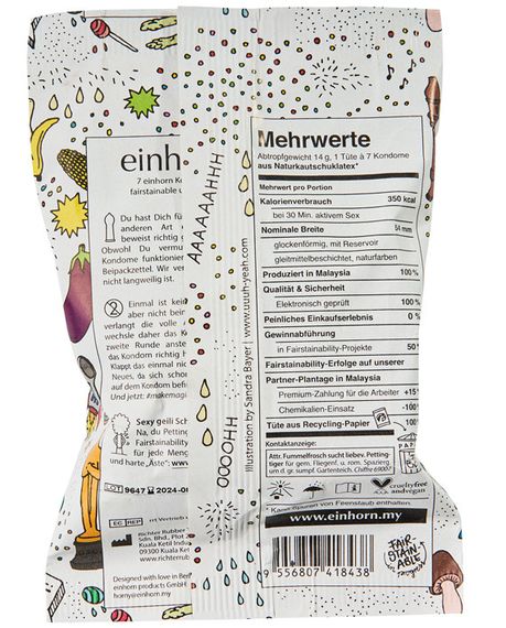 Упаковка 7шт веганських презервативів Einhorn Penis Items | Зображення 1