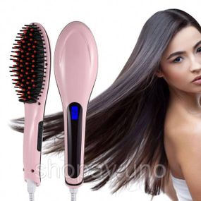 Електрична щітка-випрямляч Fast Hair Straightener HQT-906 Фен-щітка для випрямлення та укладки волосся з LED дисплеєм та