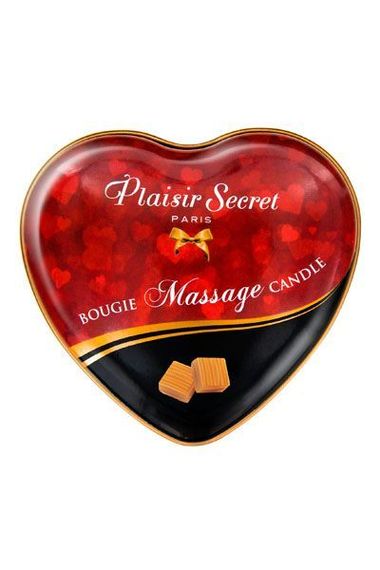 Масажна свічка-серце Plaisirs Secrets Caramel (35 мл) | Зображення 1