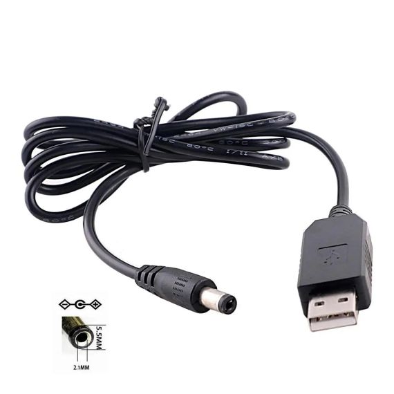 Кабель usb dc 12 v, usb дріт для під'єднання роутера до повербанка, DC 5.5x2.1 мм | Зображення 1