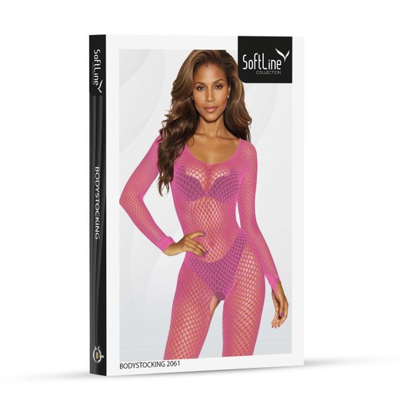 Бодістокінг жіночий SoftLine 2061 Pink, рожевий, сітчастий Sex Aura | Зображення 5