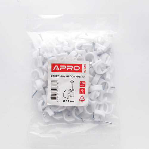 Кабельна кліпса 14мм кругла 100шт/уп Туреччина APRO | Зображення 4