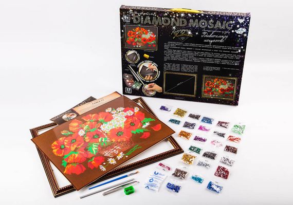 Креативна творчість "Діамантовий живопис. DIAMOND MOSAIC" великий набір DM-01 Danko Toys Маки Вид 6 | Зображення 1
