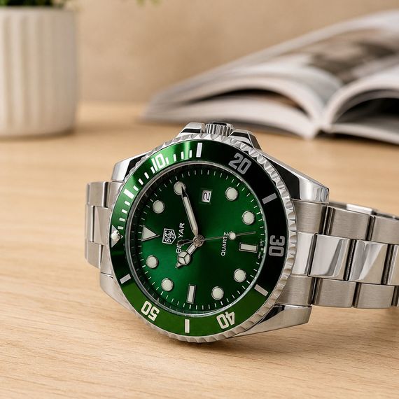 Чоловічий годинник Benyar BY-5223 Silver-Green зі сталевим браслетом та зеленим циферблатом | Зображення 3