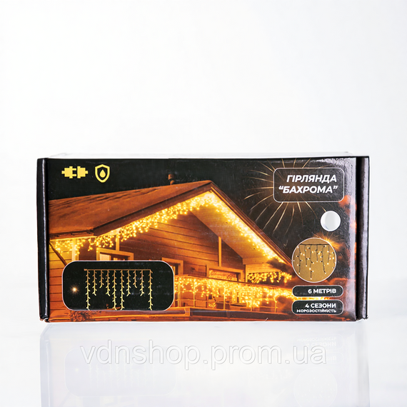 Новорічна гірлянда вулична Бахрома 6 м 105 LED чорний провід Білий 6МBW | Зображення 5