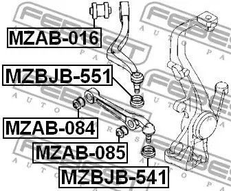 Сайлентблок важеля MAZDA 6, FEBEST (MZAB016) | Зображення 1
