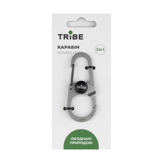 Карабін металевий Tribe Double Lock, Туристичний карабін трайб з подвійним блокуванням для альпінізму та туризму | Зображення 1