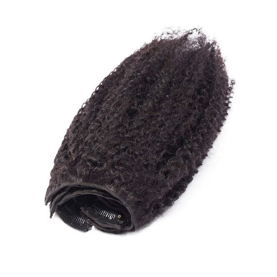 Накладные пряди из натуральных черных вьющихся волос Афро, трессы на шпильках-клипсах для объема, наращивания | Зображення 4