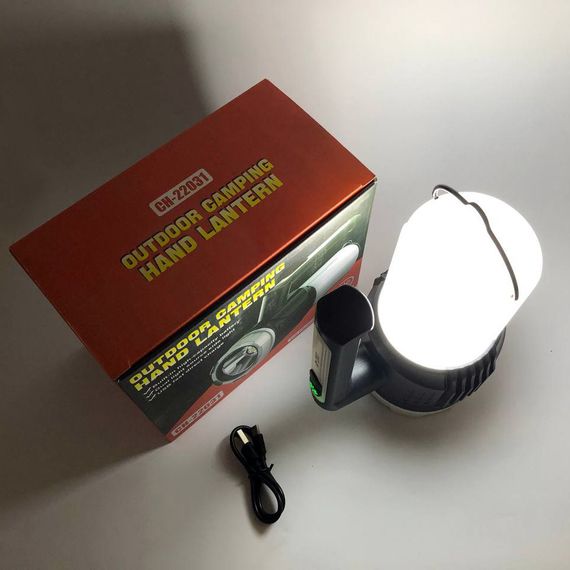 Аккумуляторный фонарь - лампа CH-22031 водонепроницаемый (USB-Type C) с крючком, NR-417 кемпинговый фонарь-лампа | Зображення 1