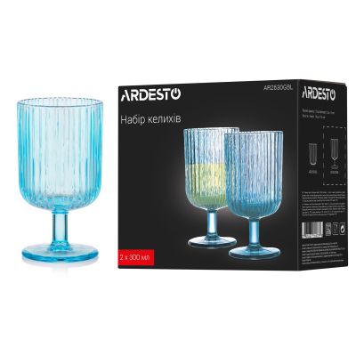 Набір келихів Ardesto 300мл, 2шт, скло, блакитний (AR2630GBL) | Зображення 4