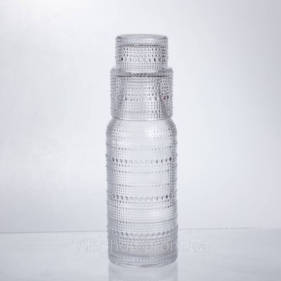 Глечик 700 мл зі склянкою 1 (шт) графин для компоту соку води лимонаду глечик для напоїв Прозорий HP-19-L1