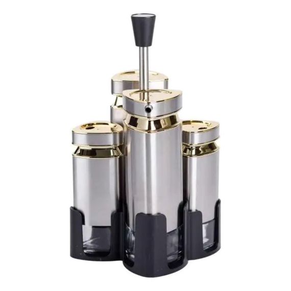 Набір для спецій на підставці 4 ємності 10х10х17 см ємності для приправ HP-1325 | Зображення 1