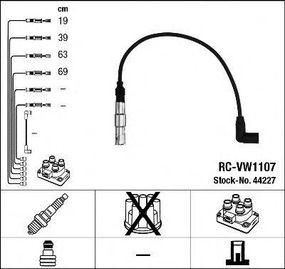 Комплект дротів запалювання (вир-во NGK) NGK RCVW1107 на VW NOVO FUSCA (9C1, 1C1)