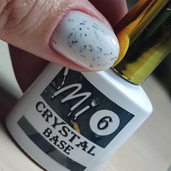 Crystal base Mi #6 (молочна база з чорно-біло-золотою стружкою) 8мл | Зображення 2