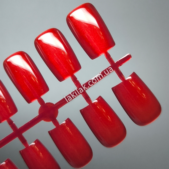 Гелевые типсы для нарощения №4 красный кошачий глаз (квадрат) 30шт