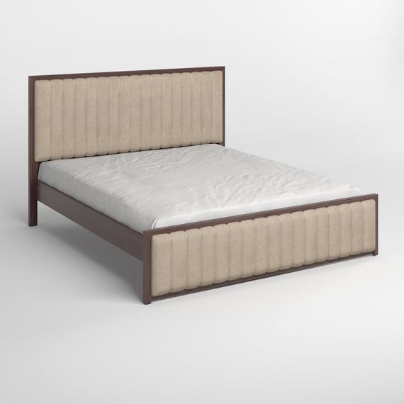 Двоспальне дерев&#039;яне ліжко Mebigrand Відень Горіх темний/Аляска 23 (Бежевий) 160х200 см (MBG-11053) | Зображення 1