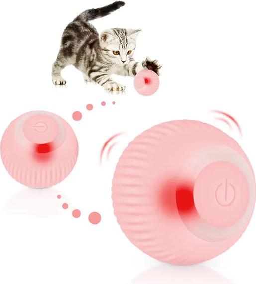 Интерактивная игрушка для котов и маленьких собак, смарт-мячик Petgravity с usb зарядкой розовый | Зображення 1