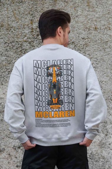 Утеплений оверсайз світшот на флісі з принтом Without Mclaren Gray