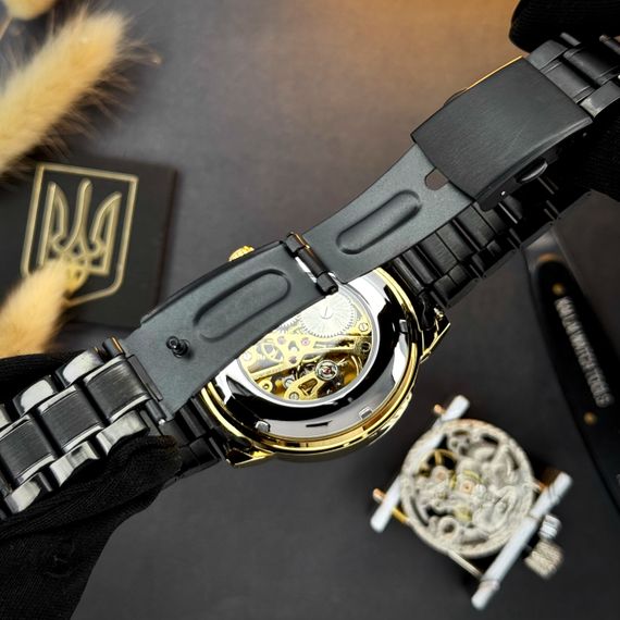 Класичний чоловічий годинник Awarder 022 Black-Gold Mechanic Metall Не Забуду Дім | Зображення 9