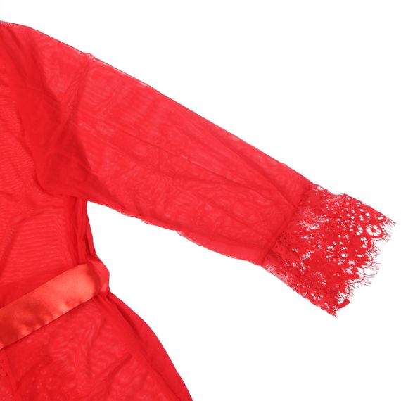 Халатик Star Night з поясом та мереживом, червоний, XS-S sexstyle | Зображення 7