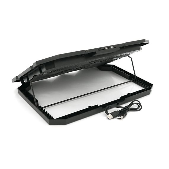 Підставка під ноутбук IceCoorel K22, 10-17", 2*125мм+2*70мм 2600±10% RPM, корпус пластик+алюміній, 385x280x28mm, Black, Box, Q10 | Зображення 1