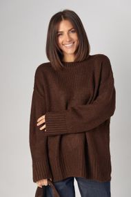 Жіноча в'язана кофта oversize - темно-коричневий цвет, ONE SIZE (є розміри)