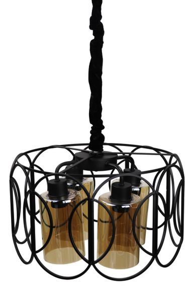 Люстра підвісна LOFT на 4 лампочки 25060 Чорний 40-90х40х40 см. | Зображення 1