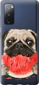 Чехол на Samsung Galaxy S20 FE G780F Мопс и арбуз из силикона FCh_085377