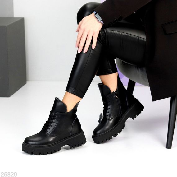 Універсальні чорні шкіряні зимові черевики берці доступна ціна | Зображення 4