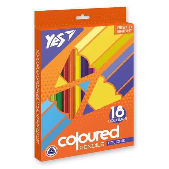 Набір кольорових олівців YES Erudite 290643 18 кольорів