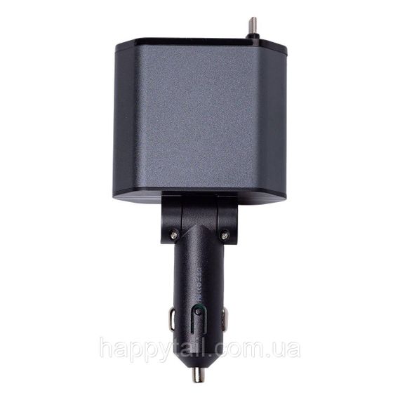 Автомобільний зарядний пристрій з висувними кабелями та портами USB-A/USB-C HP-C1 | Зображення 2