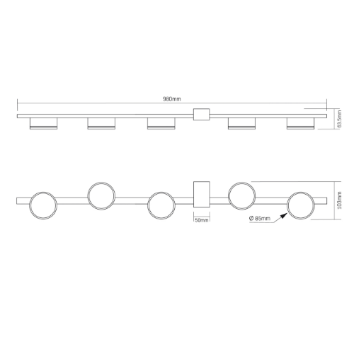 Світильник VIDEX під лампу 5xGX53 накладний Чорний (VL-SPF32-5B) | Зображення 2