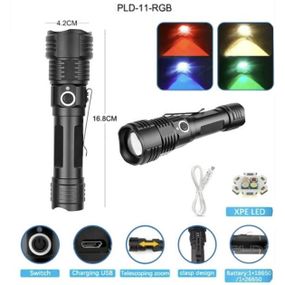 Ліхтар ручний акумуляторний PLD-11-4XPE(RGB), Кишеньковий ліхтар із usb зарядкою, Тактичний ліхтар police