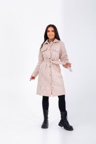 Женская демисезонная куртка-пальто стеганая NB23026 цвет бежевый, размер 50/52