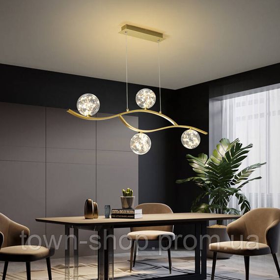 Люстра потолочная LED YQ318/4-ab-led-k Золото 45-150х13х70 см. | Зображення 2