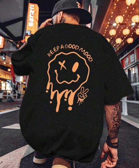 Футболка мужская с принтом повседневная M Черная