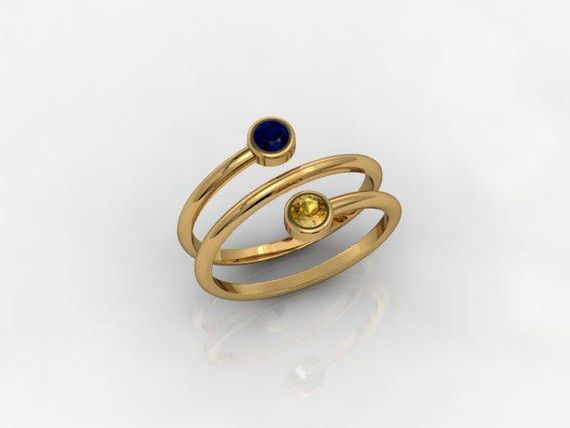 Женское кольцо из желтого золота с фианитами 15.5 | Зображення 1