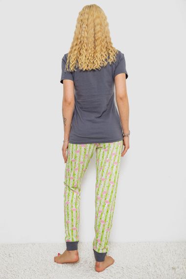 Піжама жіноча з принтом, колір сіро-зелений, 243R15897 | Зображення 3