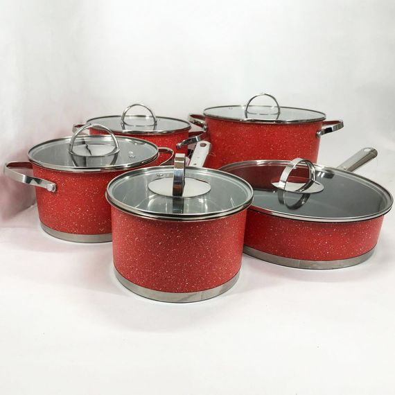 Набір посуду 10 предметів ASTRA A-2510, набір каструль з антипригарним покриттям, гарні каструлі | Зображення 9