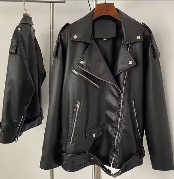 Жіноча куртка косуха з еко шкіри колір чорний, розмір S  Nb02123 | Зображення 6