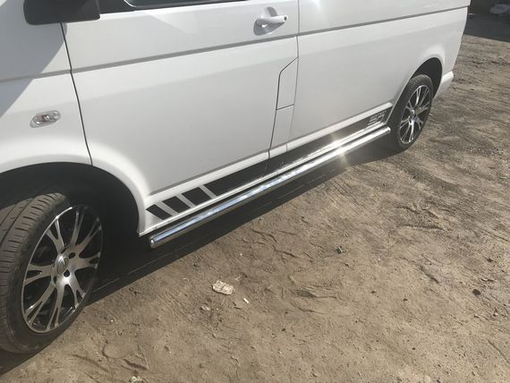 Боковые трубы BB002 (2 шт, нерж) 70мм, Длинная база для Volkswagen T5 2010-2015 гг | Зображення 1
