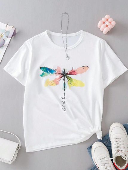 Футболка женская с принтом повседневная XL Белая