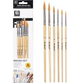 Набір художніх пензлів з натуральної щетини BR5806, 6 шт