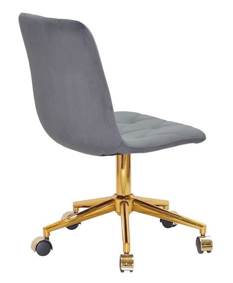 Стул на золотой ноге с колесами, с регулировкой высоты, поворотный Fred GD-Modern Office велюр серый OR-852 | Зображення 3